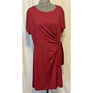 Chico's Rich Red Midi Dress 16P Petite Side Tie EUC